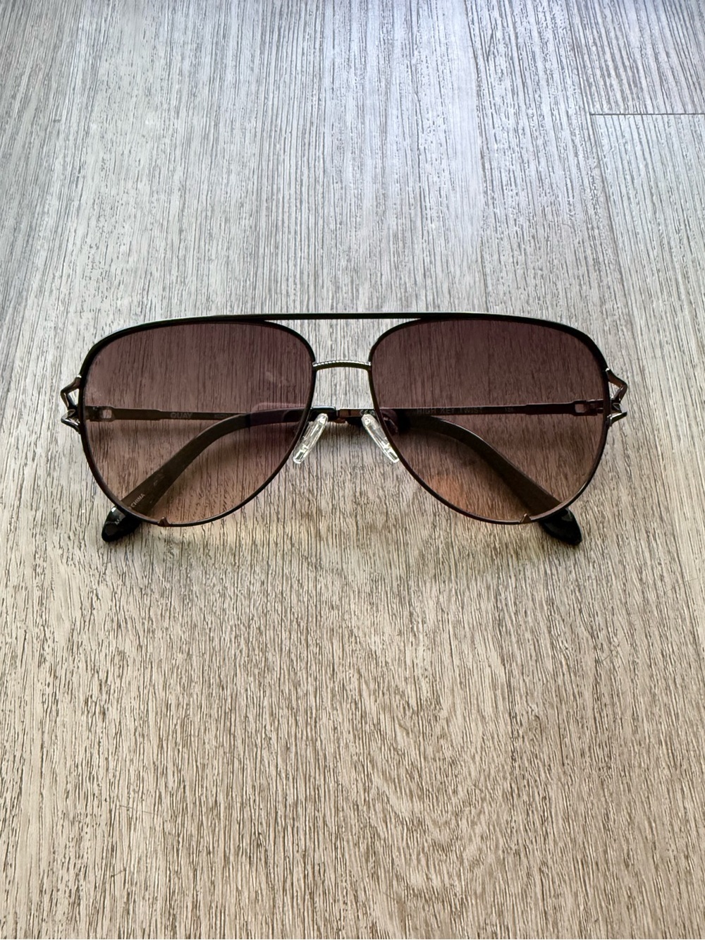 quay australia high key twist brown metal aviator sunglasses eyewear NEW